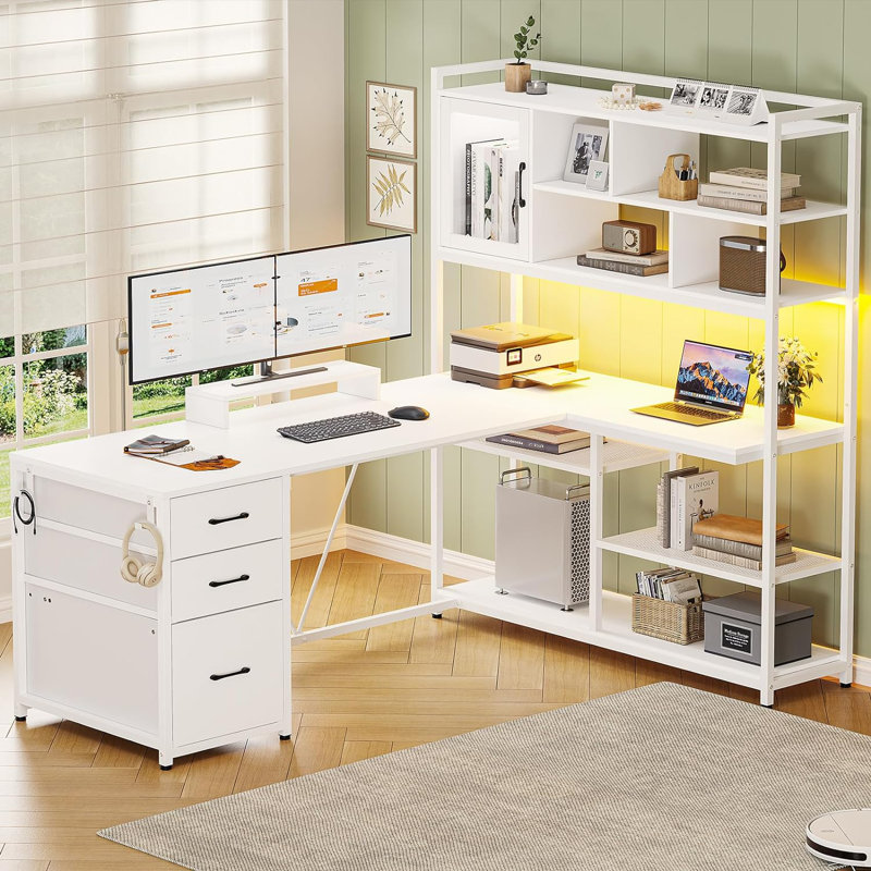 Wrought Studio™ Barbarino 58.3'' W L-Shaped Accent with Hutch